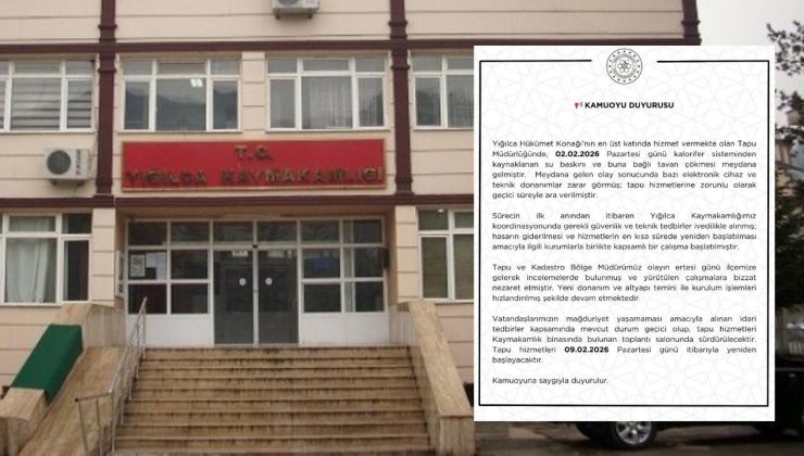 Yığılca Tapu Müdürlüğü Hizmetlerine Geçici Süreyle Ara Verildi